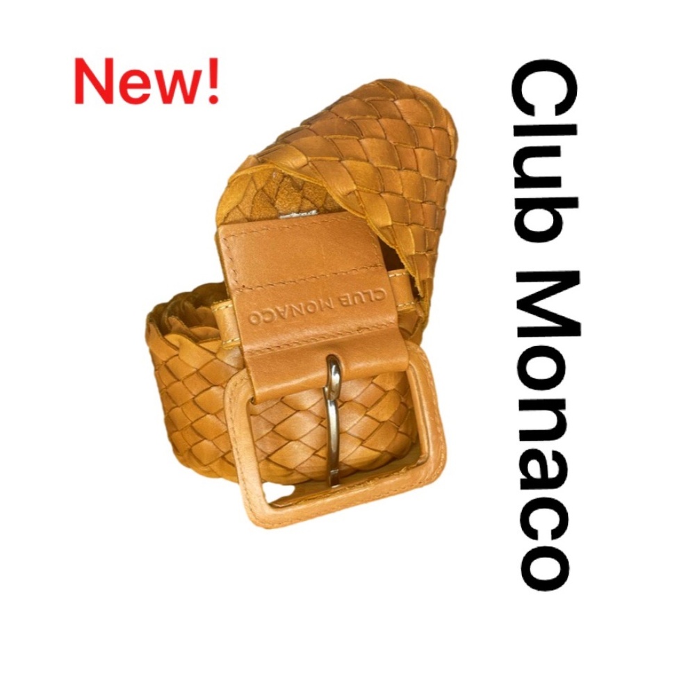 REDUCED! Club Monaco braided, basket weave 100% Italian leather belt, 42 inch